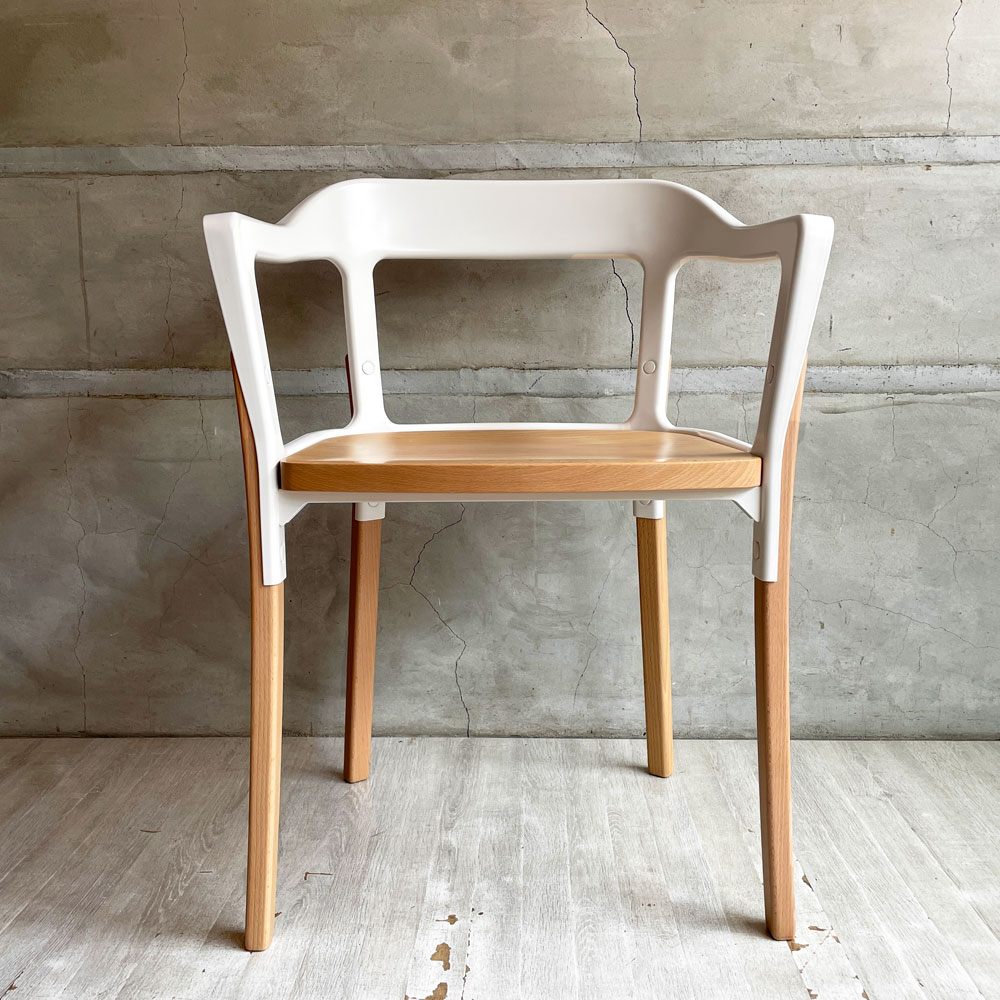 マジス MAGIS スティールウッドチェア Steelwood Chair ホワイト＆ビーチ アームチェア ロナン & エルワン・ブルレック イタリア ♪