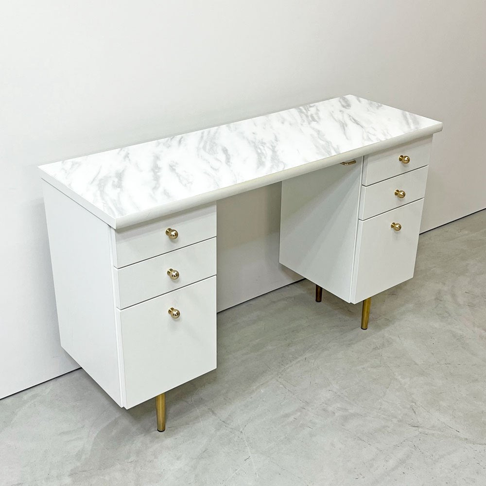 フランフラン Francfranc エルドラド ELDORADOコスメデスク ドレッサー w115cm 6ドロワー メラミン天板 大理石柄 ●