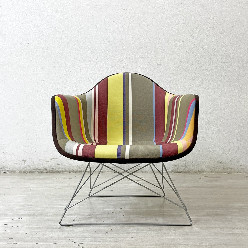 ハーマンミラー Herman Miller アームシェルチェア 2nd ビンテージ アプホルスター キャッツクレイドルベース ボーダー生地 新品張替済 C&R イームズ ミッドセンチュリー ●