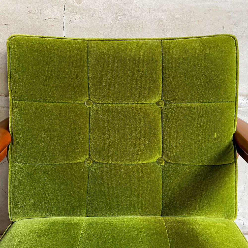 カリモク60 karimoku60 Kチェア 1シーター ソファ 1P 一人掛け モケットグリーン ウォールナットカラーフレーム ブナ材 レトロモダン ミッドセンチュリー ♪