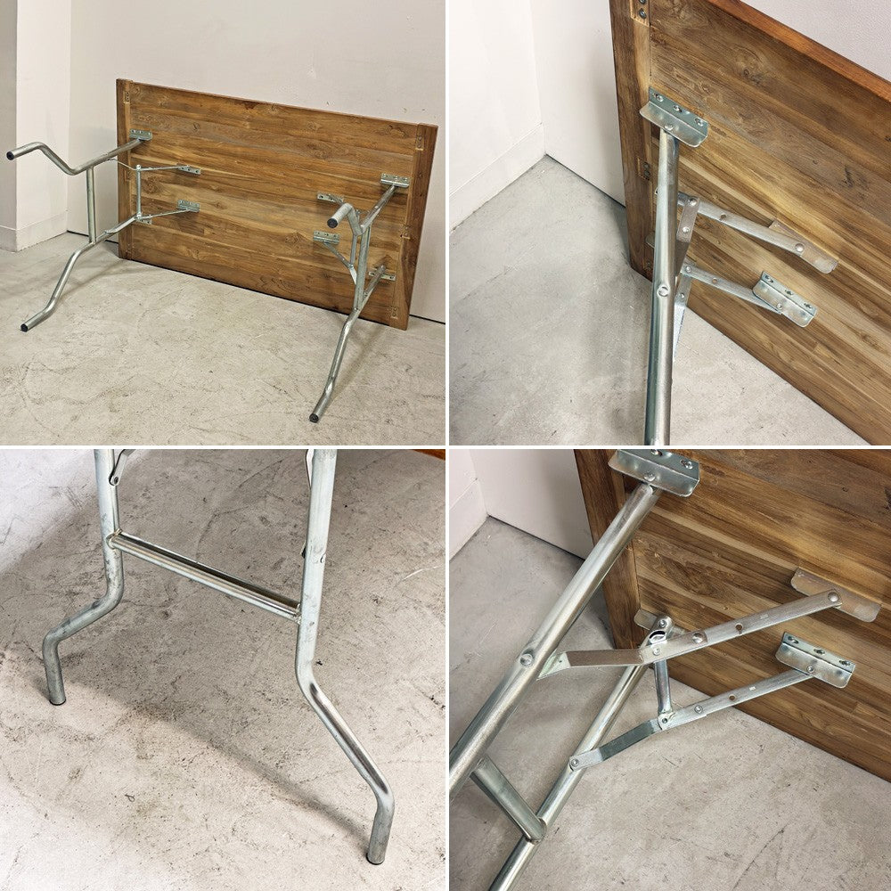ワークテーブル エブコ EBCO ウィッシュボーンレッグ WISHBONE LEGS + 木製天板 折り畳みテーブル  W120.5cm US 作業台 PFS取扱 インダストリアル ●