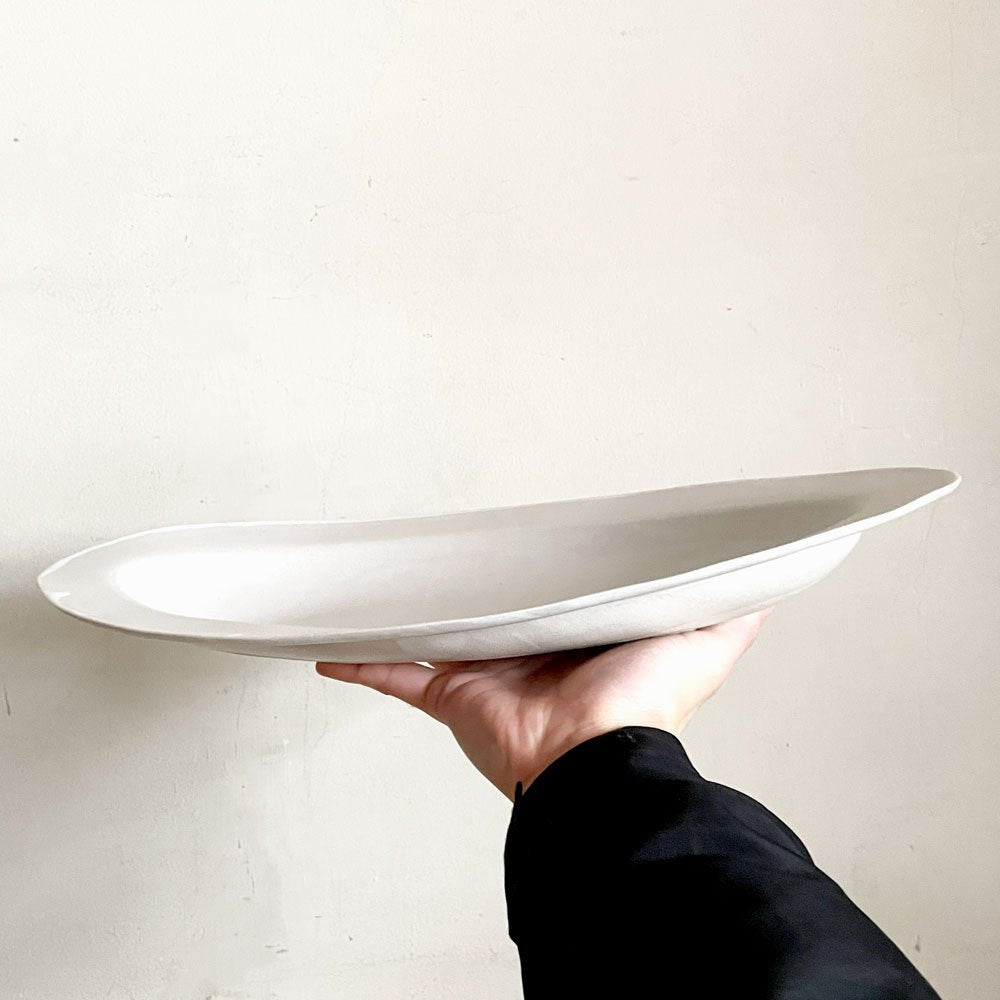クリスチャンヌ ペロション Christiane Perrochon ストーンウェア STONEWARE オーバル プレート 小 ホワイトカラー イタリア 陶器 ハンドメイド 現代作家 ■