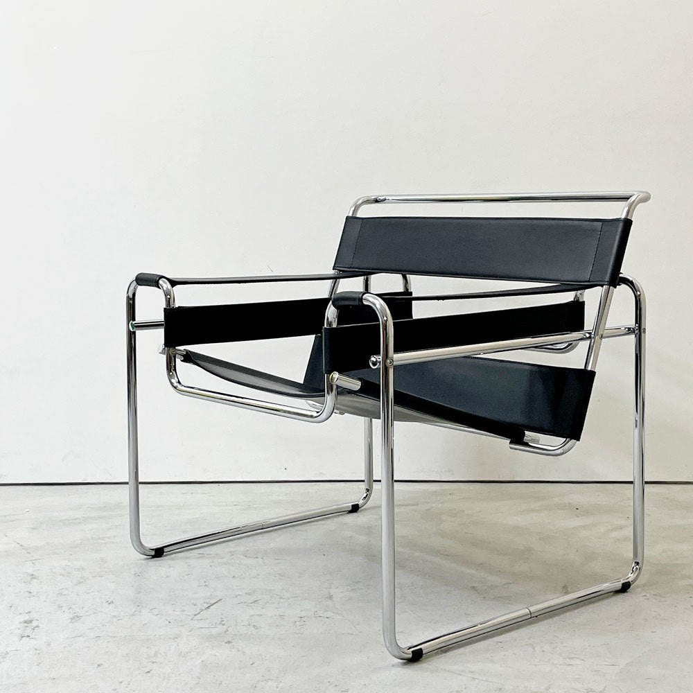 ワシリーチェア Wassily Chair ブラック 本革 マルセルブロイヤー バウハウス 名作家具 モダニズムデザイン リプロダクト品 ●