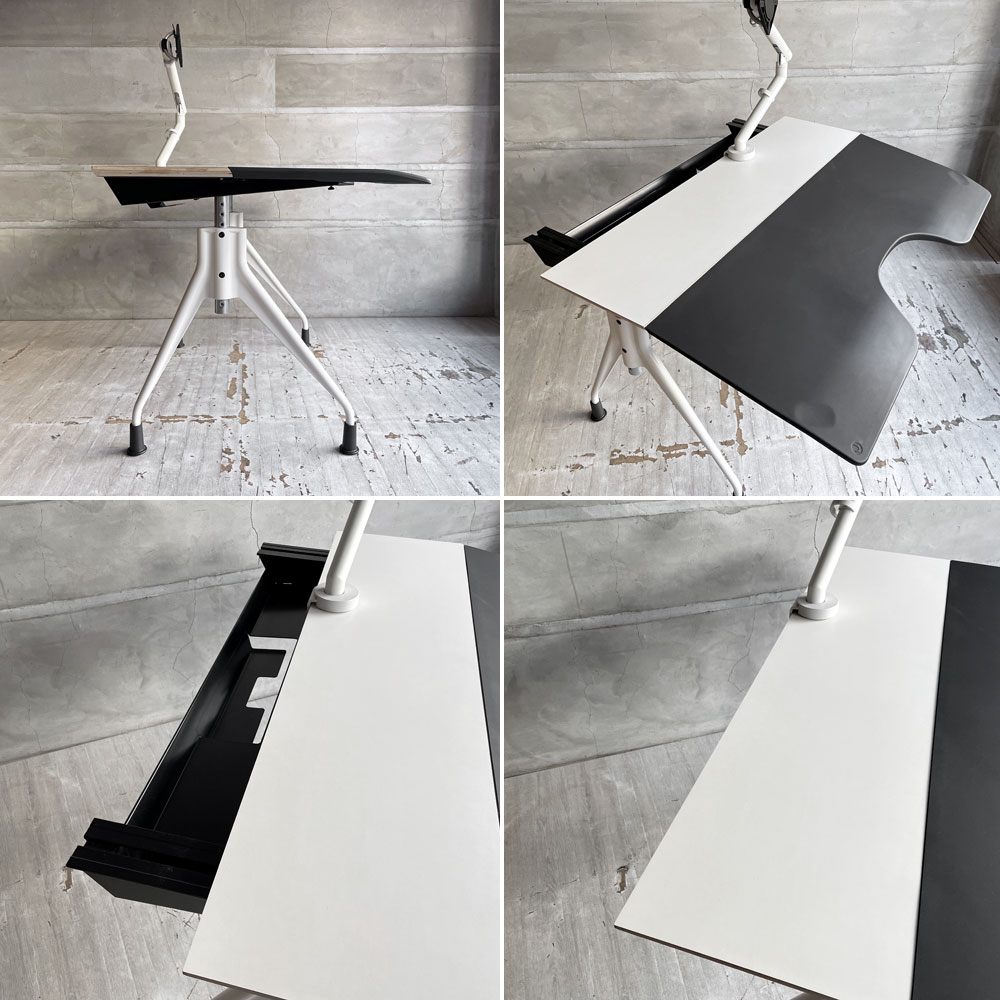 ハーマンミラー Herman Miller エンベロップデスク Envelop Desk スライド天板 & 高さ調節機能 ビル・スタンフ ジェフ・ウェバー モニターアーム付き ♪