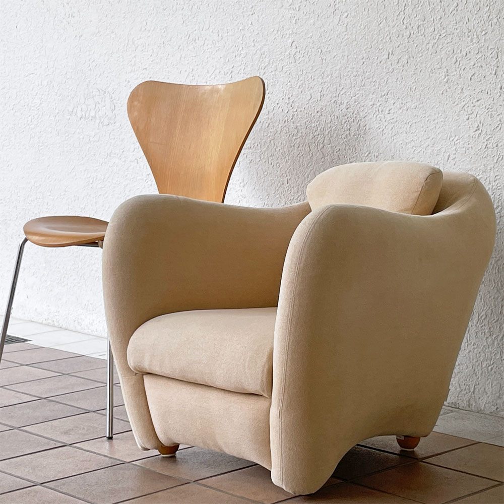 イデー IDEE ミニミラーアームチェア MINI MILLER ARM CHAIR パーソナルチェア シングルソファ ファブリック ベージュ 廃番色 ◇
