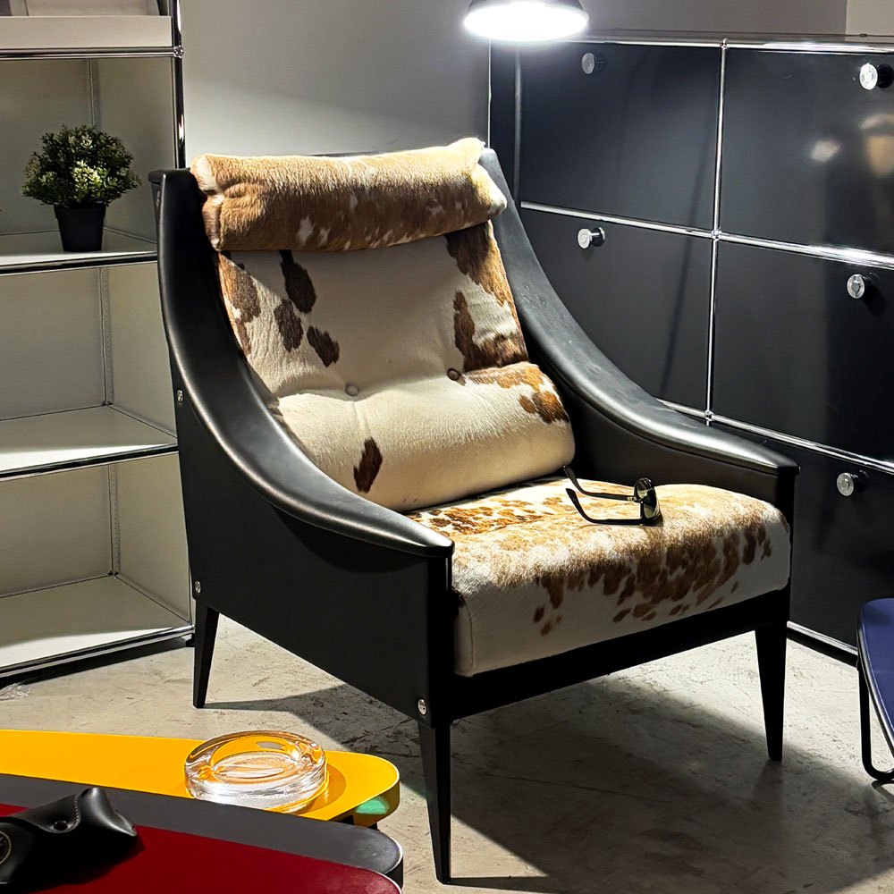 ポルトローナフラウ Poltrona Frau デッザ Dezza48 ハイバックチェア 1seater high back アームチェア ハラコ ジオ・ポンティ イタリアンモダン 2004年製 定価\150万～ ●