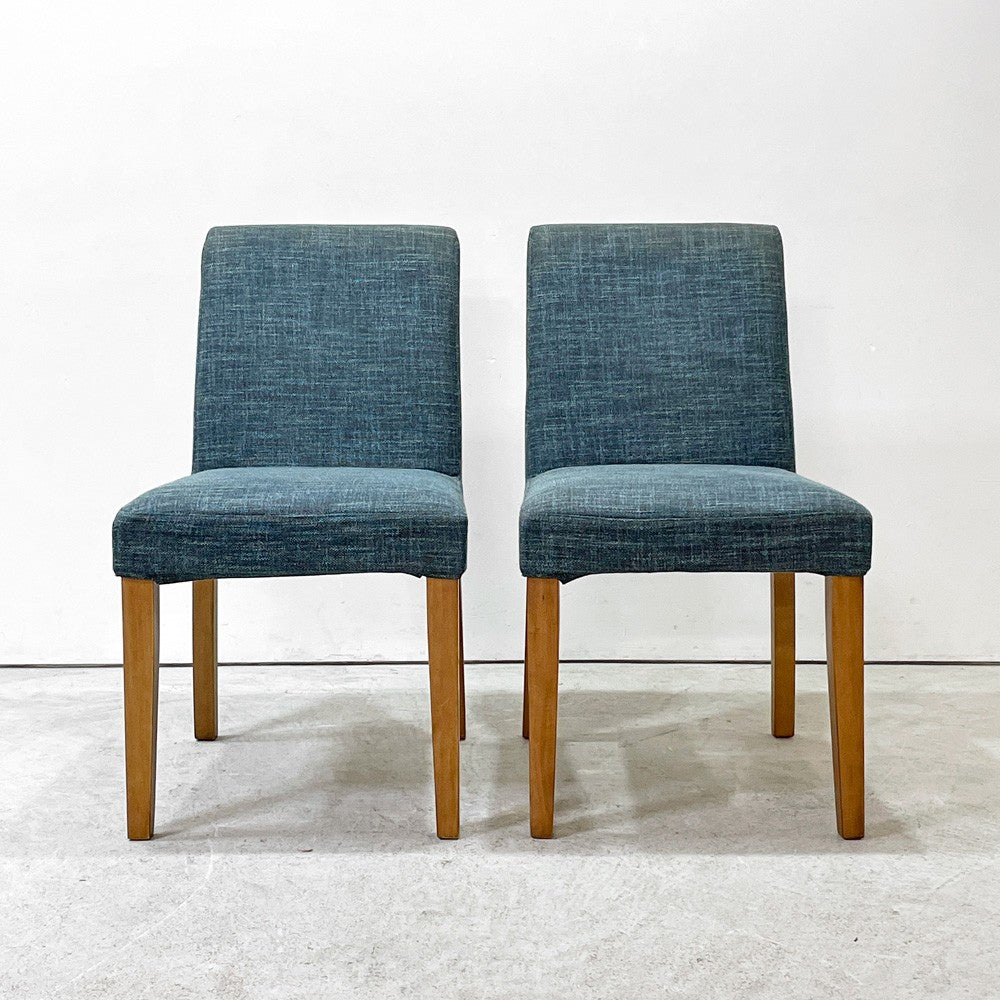 ボーコンセプト BoConcept カバーリング ダイニングチェア ファブリックシート ブルー系 北欧デンマーク 2脚セット ●