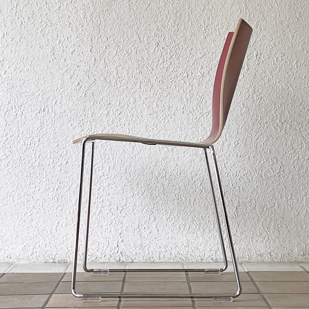 エンゲルブレヒト Engelbrechts チャリック CHAIRIK 107 ダイニングチェア スタッキング そり足 ボルドー 未使用品 デンマーク C ◇