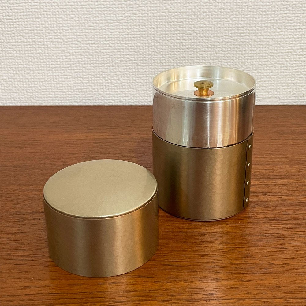 玉川堂 GYOKUSENNDO 茶筒 打出肌 銀色 茶さじ付 鎚起銅器 燕三条 伝統工芸 ◎