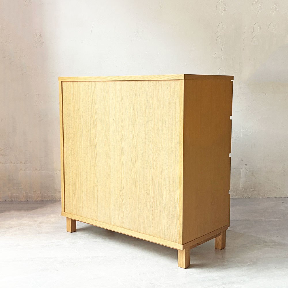 無印良品 MUJI オーク無垢材 木製チェスト 収納家具 4段5杯 ナチュラル シンプルデザイン W80cm ★