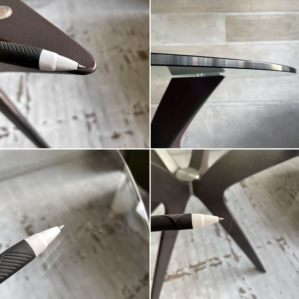 カリガリス Calligaris トーキョー Tokyo ラウンドテーブル ダイニングテーブル クリアガラス  ビーチ材 ヴェンゲカラー  Φ110cm 廃番サイズ ♪