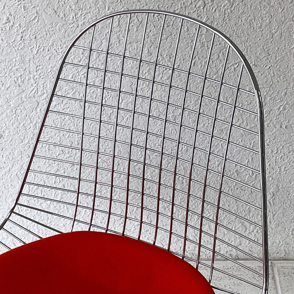 ヴィトラ vitra ワイヤーチェア Eames Wire Chair DKR5 エッフェルベース クローム シートパッド付 レッド C&R イームズ ミッドセンチュリー ◇