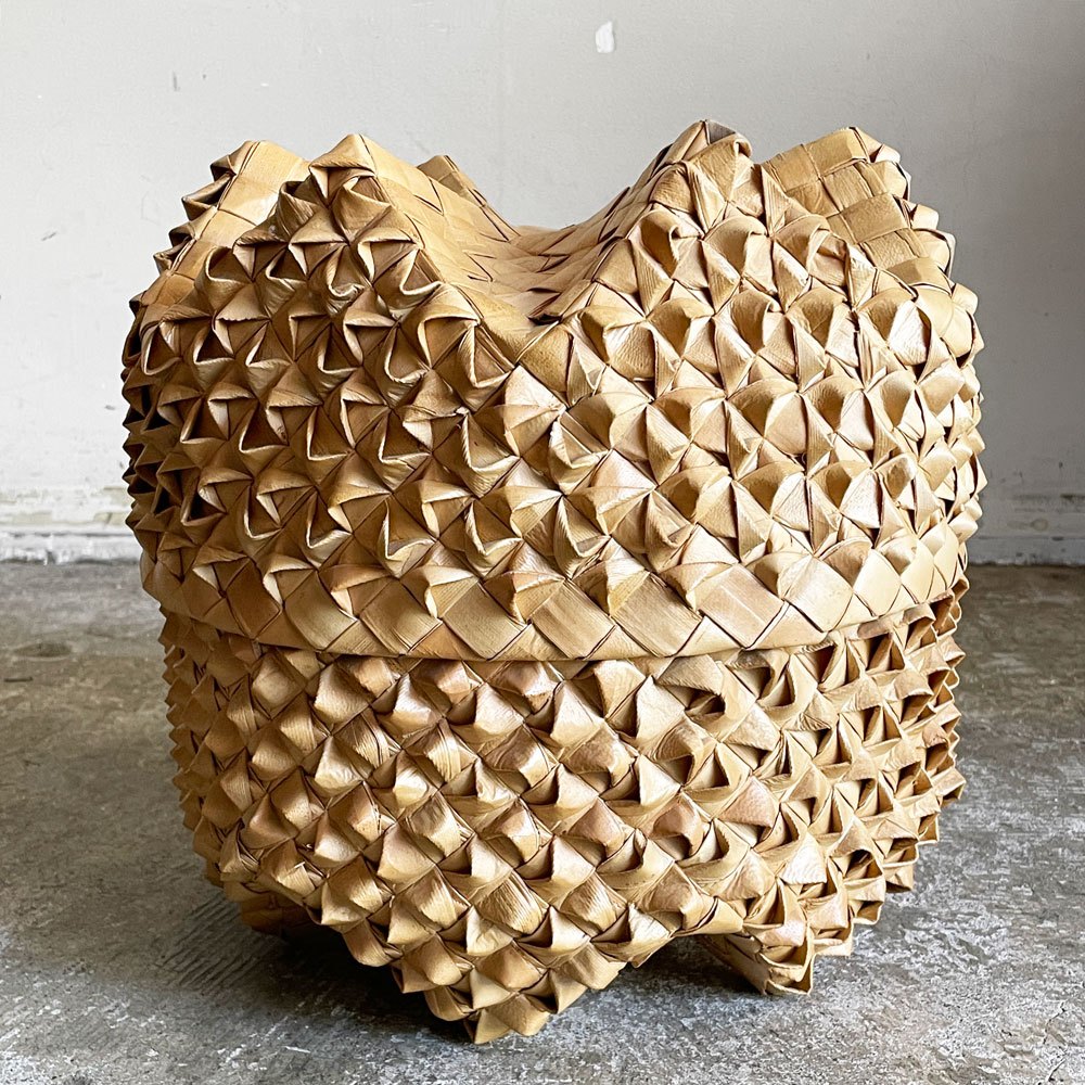 ラウハラ バスケット 収納ケース ハワイアンビンテージ 手編み 伝統工芸 ■