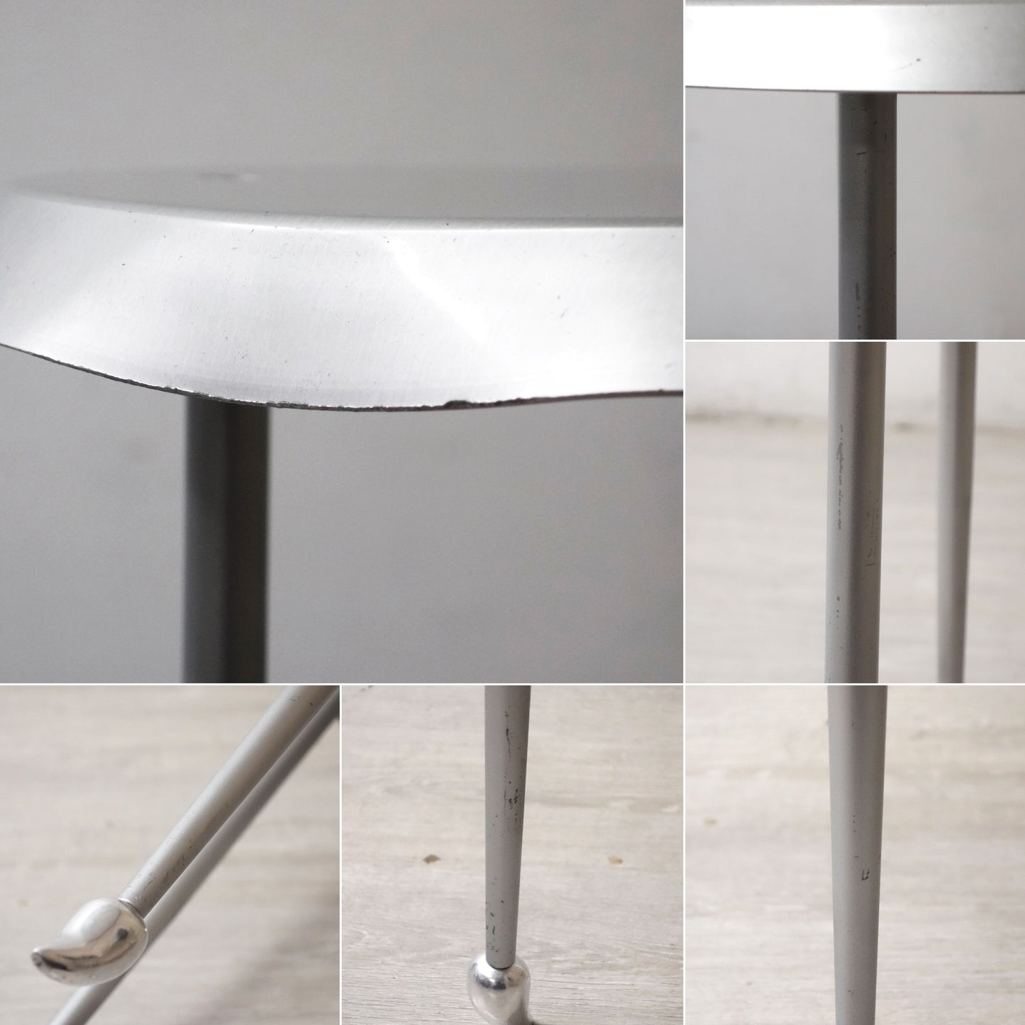 イデー IDEE ルシアン テーブル LUCIEN TABLE IFFT-0220 カフェテーブル アルミトップ スチールレッグ EMMANUELLE TORCK 90s ●