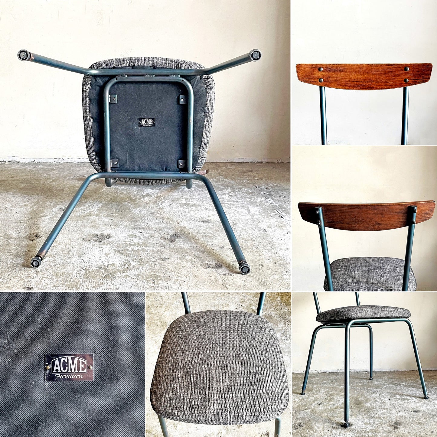 アクメファニチャー ACME Furniture グランドビュー チェア GRANDVIEW CHAIR ダイニングチェア ファブリック グレー系 アイアン脚 廃番ア ■