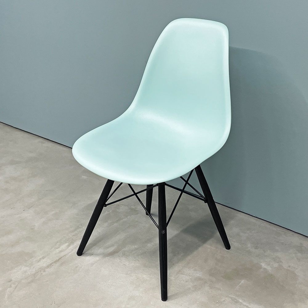 ハーマンミラー HermanMiller サイドシェルチェア ドゥエルレッグ DSW アクアスカイ × エボニー ポリプロピレン製 イームズ ミッドセンチュリー B ◎