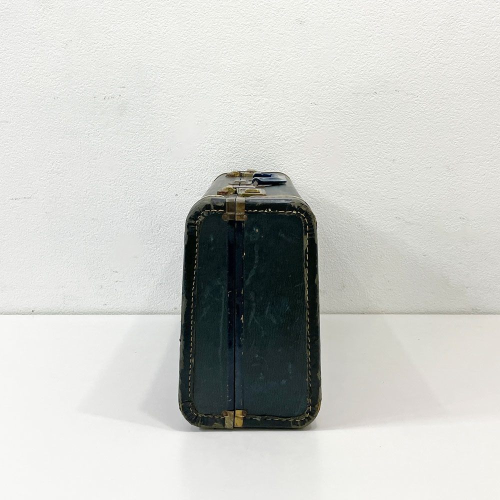 ビンテージ Vintage トランク ボックス 収納箱 ベークライトハンドル ネイビー色 店舗什器 ●