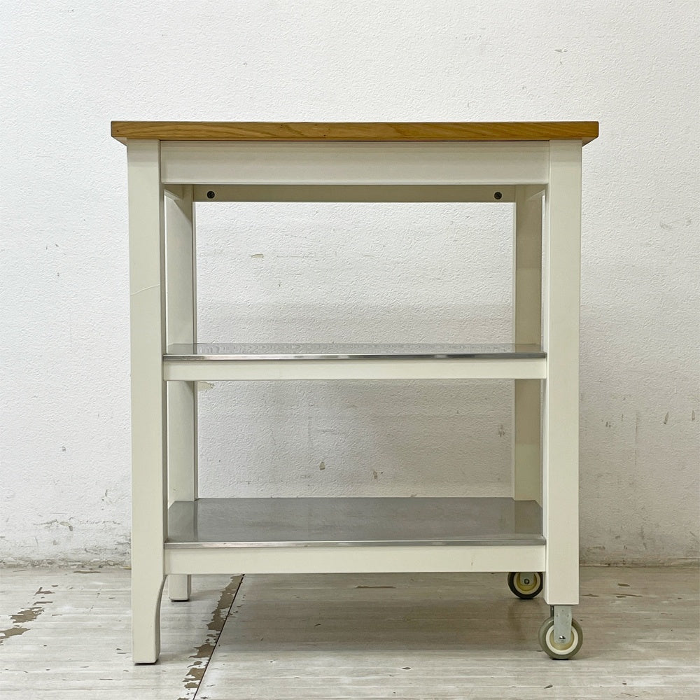 イケア IKEA STENSTORP アイランドキッチン キッチンワゴン カウンター キャスター トローリー 作業台 オーク無垢材 ステンレス棚 ●