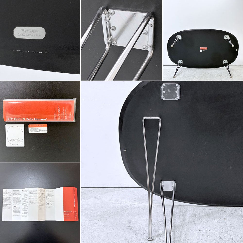 フリッツハンセン Fritz Hansen スーパー楕円 Bテーブル ダイニングテーブル B612 ブラックラミネート ピート・ヘイン アルネ・ヤコブセン デンマーク 北欧家具 参考定価￥356,180～ ●
