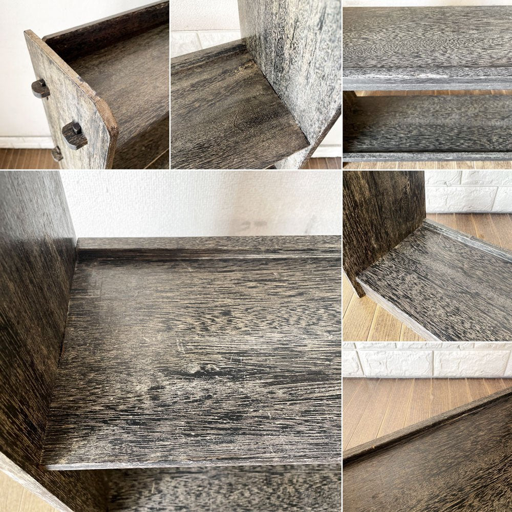 ジャパンビンテージ Japan Vintage 古い木味の本棚 5段 ブックシェルフ オープンシェルフ 飾り棚 楔留め W67cm 昭和レトロ 古家具 B ◎