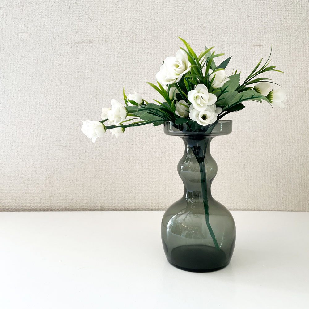 ヌータヤルヴィ Nuutajarvi ベース Vase 1483 フラワーベース 花瓶 グレー H18.5cm オイバ・トイッカ Oiva Toikka フィンランド 北欧ビンテージ ◎