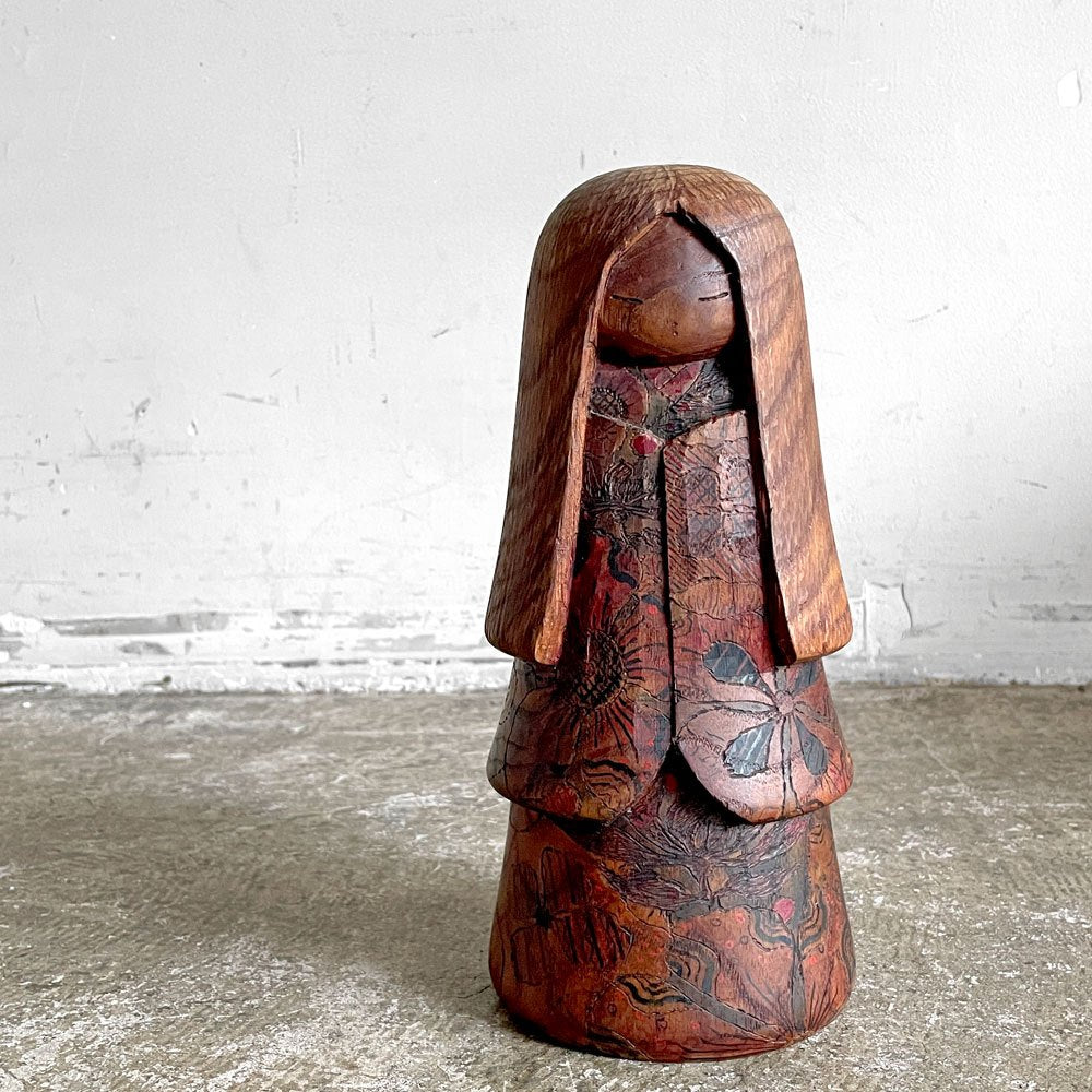 石原日出男 創作こけし 27㎝ サイン入り 民芸 昭和レトロ 工芸品 ■