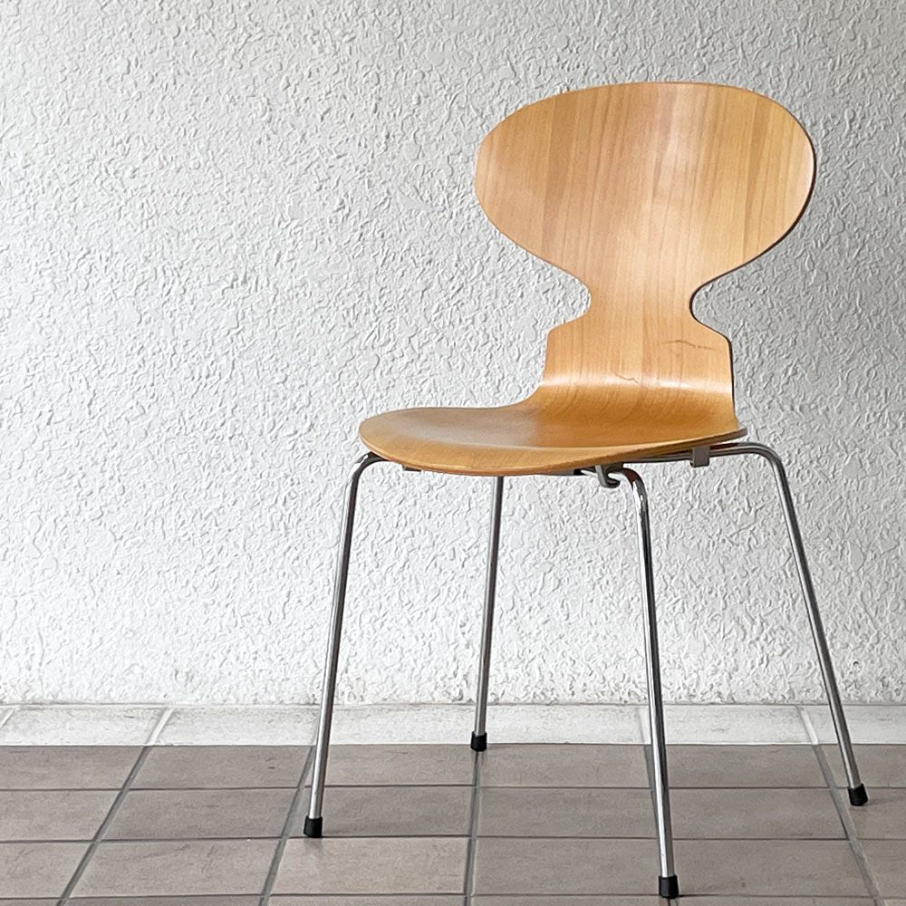 フリッツハンセン Fritz Hansen アントチェア 4本脚 ナチュラルビーチ ラッカー アルネ・ヤコブセン 北欧家具 A ◇