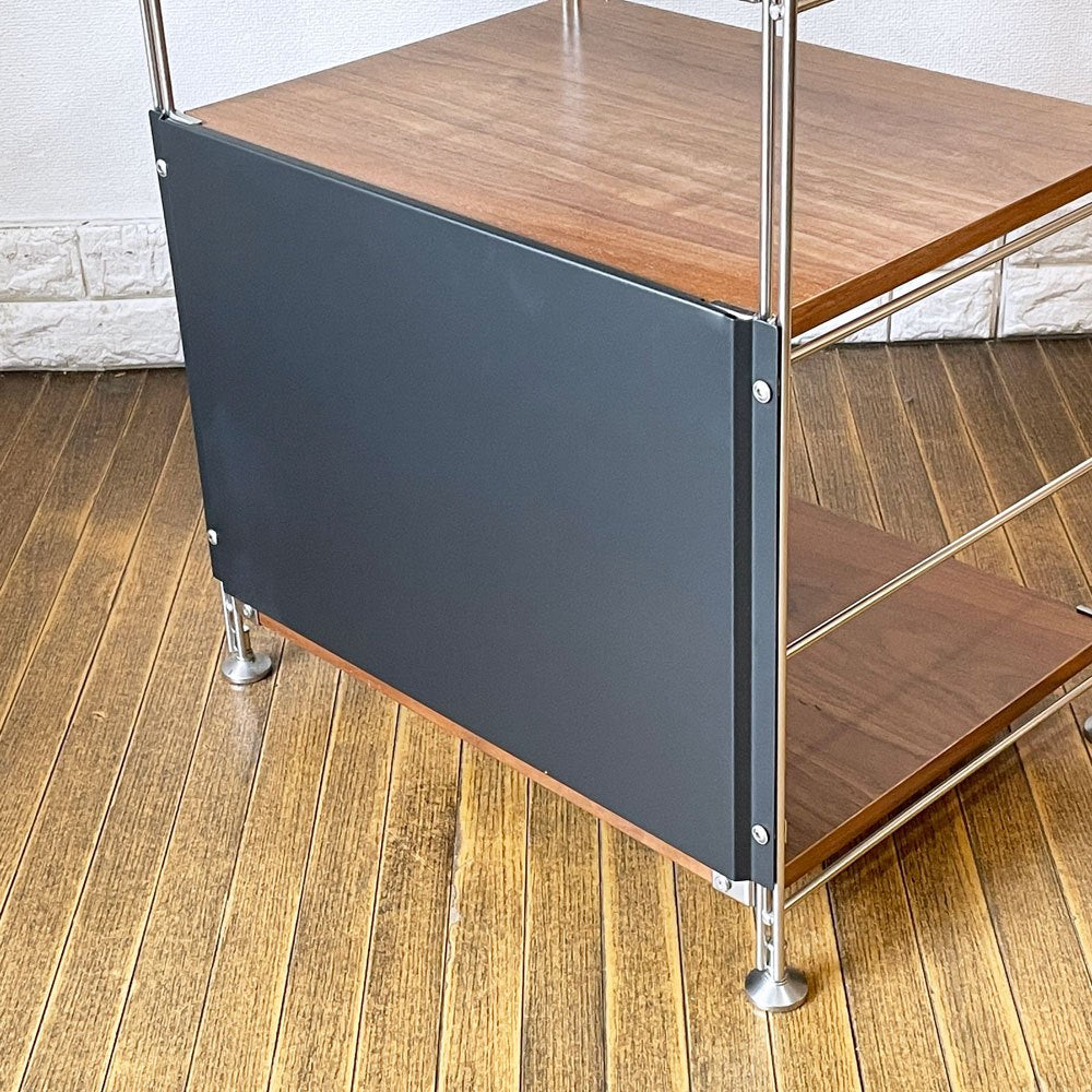 無印良品 MUJI ステンレスユニットシェルフ ウォールナット棚 1列4段 バックパネル Ｗ58 H83cm 本棚 飾り棚 収納棚 ◎