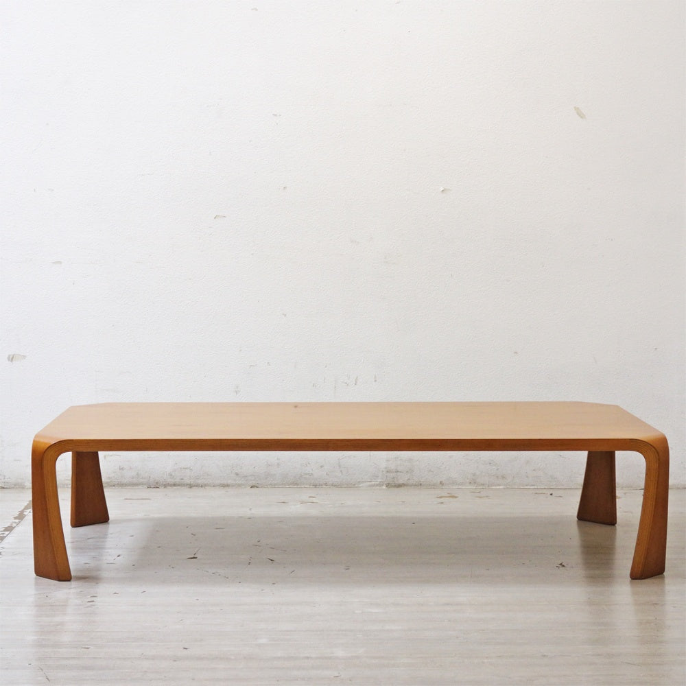 天童木工 Tendo プライウッド 座卓 欅材 ローテーブル W150cm 乾三郎 デザイン ●