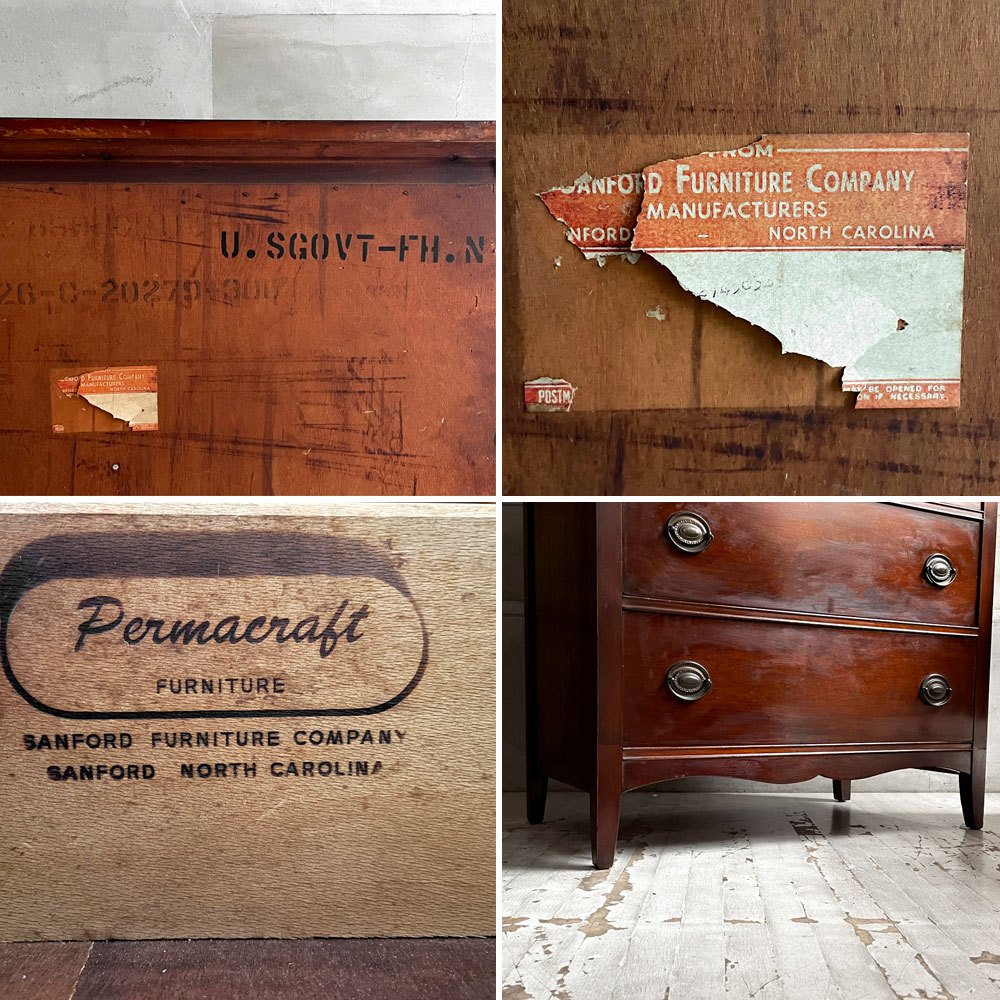 パームクラフトファニチャー Permacraft Furniture 5ドロワー チェスト マホガニー材 クラシカルデザイン USビンテージ ♪