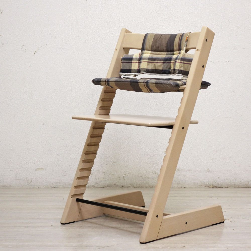 ストッケ STOKKE トリップトラップ TRIPP TRAPP ベビーチェア クッション付き ホワイトウォッシュ S/N無し ノルウェー 北欧家具 ●