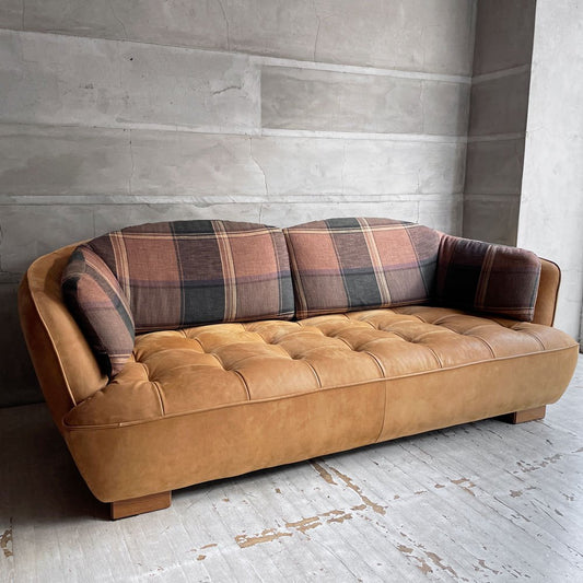 クラッシュゲート CRASH GATE タブレザーワークス tabu Leather Works オピアム OPIUM 3Pソファ  キャメル オイルレザー 定価 ¥418,000- ♪