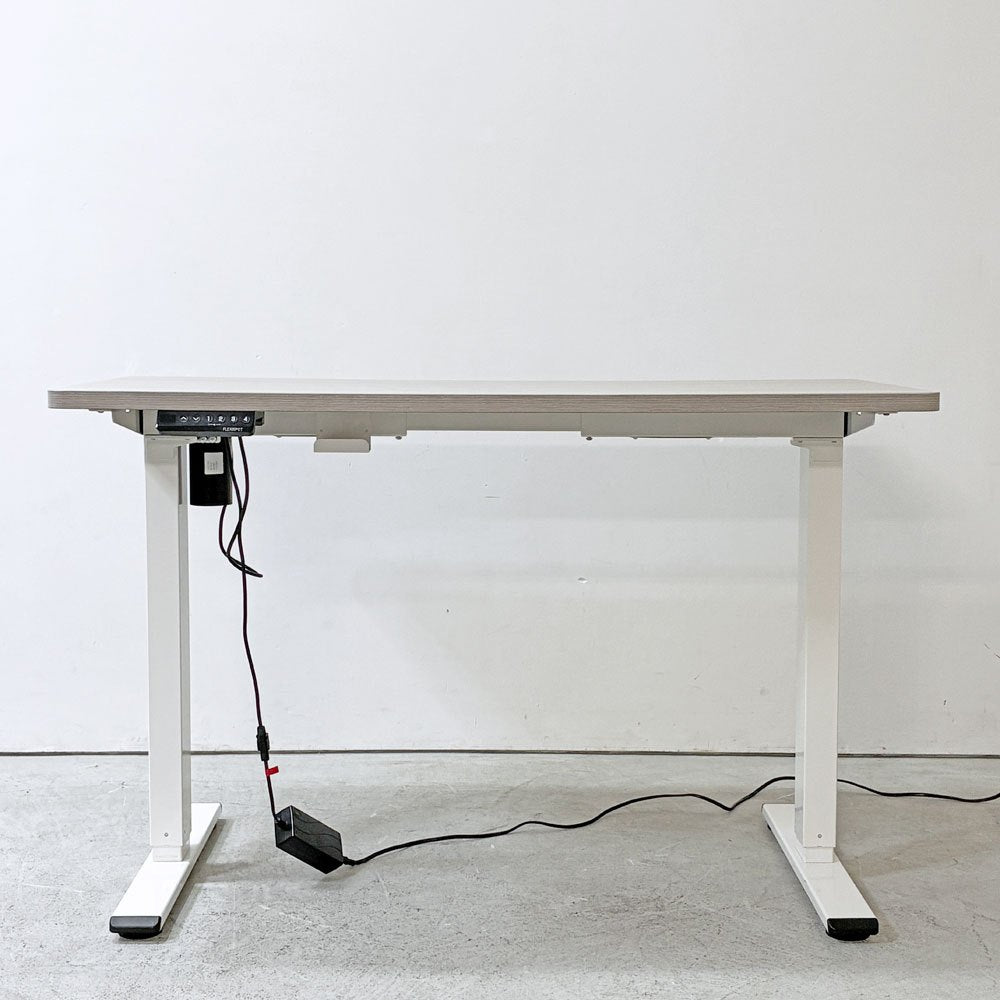 フレキシスポット Flexispot 電動式昇降デスク EF1 ワークデスク 学習机 スタンディングデスク ホワイトウッド×ホワイト W120cm ●