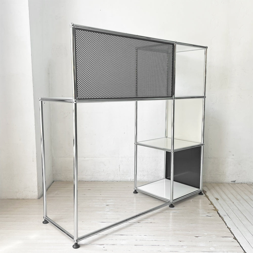 USMハラー USM Haller モジュラーファニチャー 2列3段 デスク オープンシェルフ W112×D37cm ホワイト×ブラックカラー スイス ★