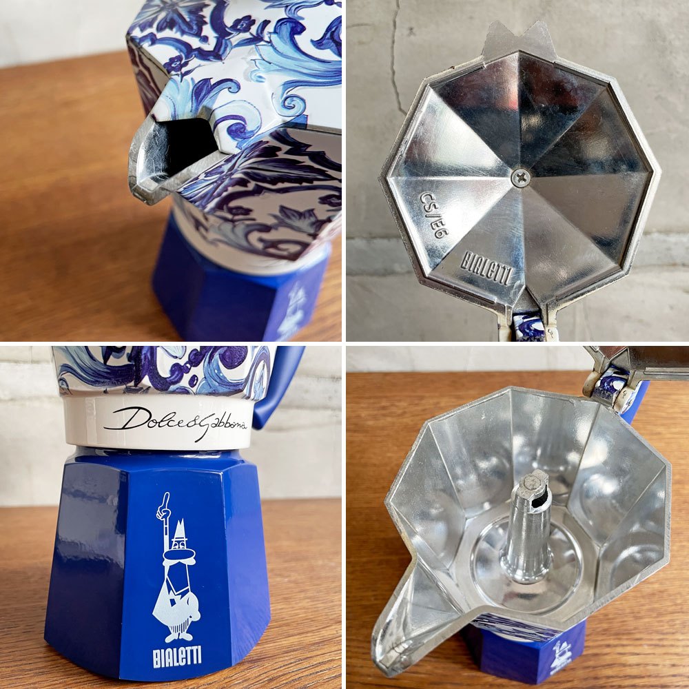ビアレッティ BIALETTI × ドルチェ&ガッバーナ Dolce & Gabbana モカインダクション ブルーメディテラネオ モカエキスプレス マキネッタ エスプレッソメーカー 6カップ用 直火式 イタリア ♪