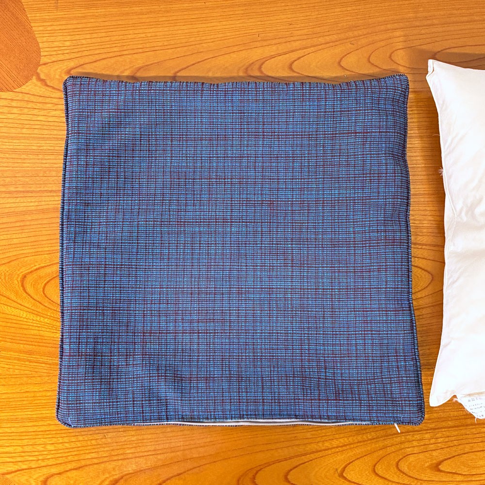 カッシーナイクスシー Cassina ixc. クッション W45cm ターコイズブルー×ブラウン フェザー 織柄 モダン B ◎