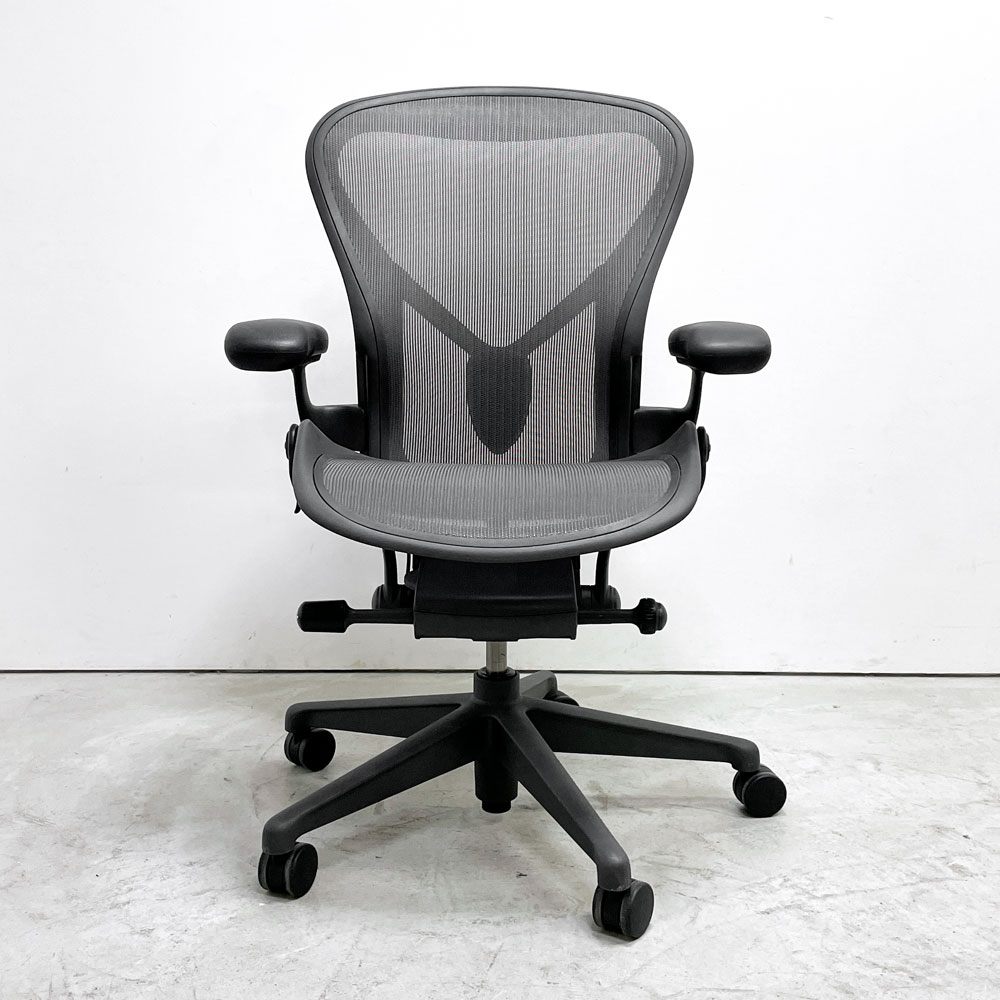 ハーマンミラー Herman Miller アーロンチェア デスクチェア リマスタード ライト Bサイズ グラファイトベース ビル・スタンフ ＆ ドン・チャドウィック ポスチャーフィット B ●