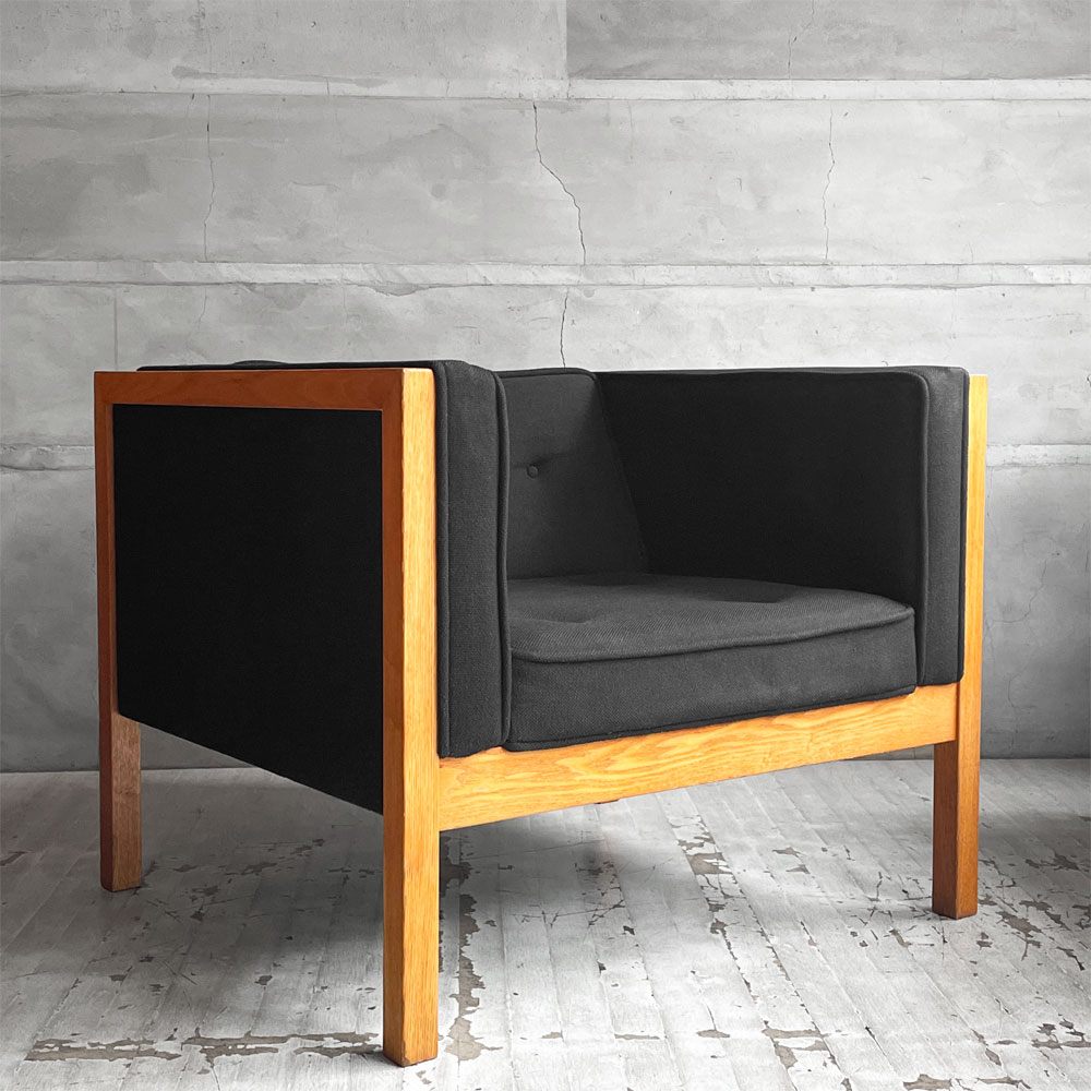 ハーマンミラー Herman Miller ネルソンキューブ アームチェア ラウンジチェア 1pソファ オーク無垢材 ジョージネルソン George Nelson ♪