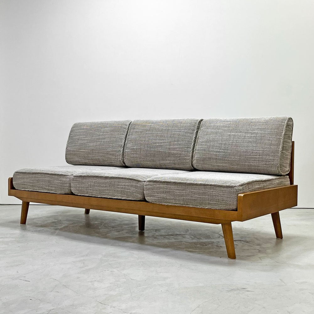 ウニコ unico アルベロ ALBERO 3Pソファ カバーリング チークカラーフレーム ベージュファブリック 北欧ビンテージスタイル ●