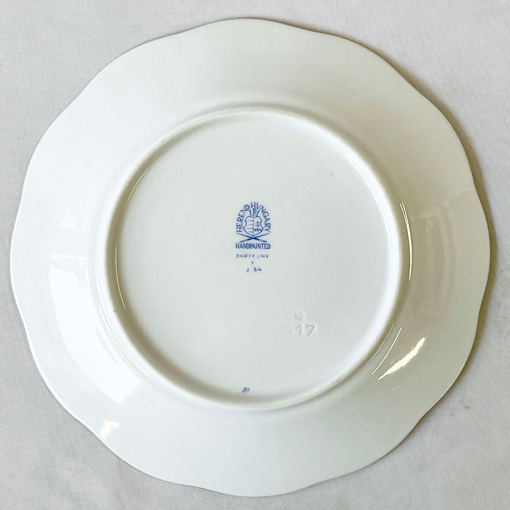 ヘレンド HEREND モーニンググローリー プレート Φ19cm 金彩 白磁食器 ハンドペイント アサガオ 陶器 ハンガリー ◇