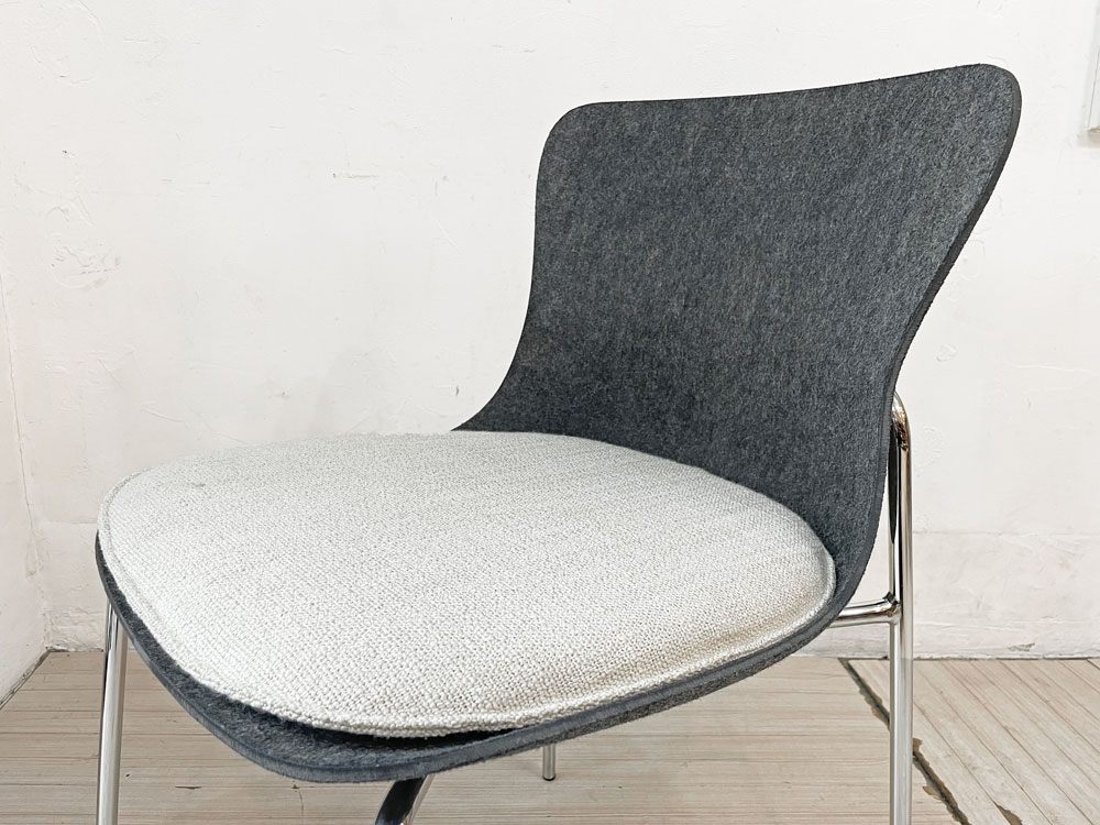 リーンロゼ ligne roset エットリアーノ チェア Ettoriano Chair ダイニングチェア フェルト生地 スチールベース ミニマルデザイン B ★