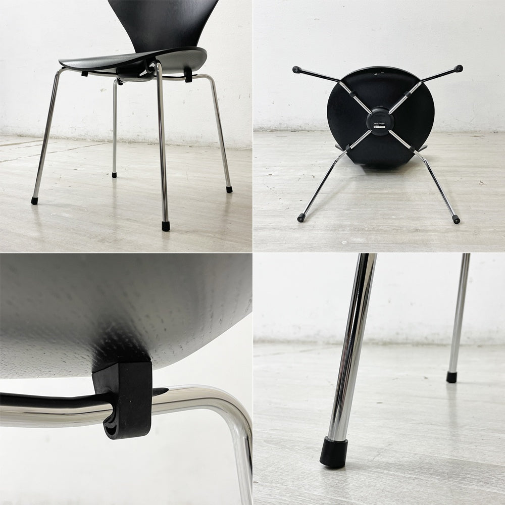 フリッツハンセン Fritz Hansen セブンチェア ダイニングチェア カラードアッシュ ブラック アルネ・ヤコブセン 北欧 デンマーク 定価75,680円 美品 B ●