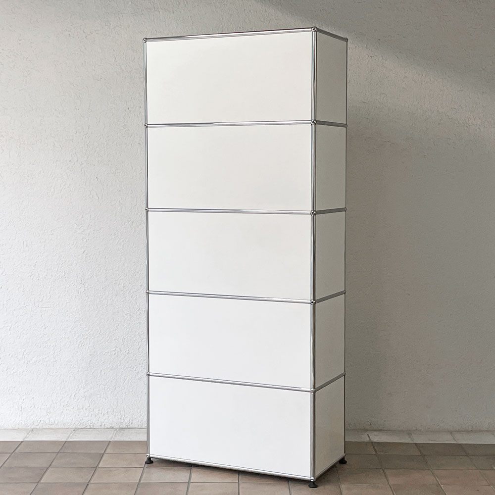 ユーエスエムハラー USMハラー USM Haller モジュラーファニチャー キャビネット シェルフ 1列5段 W77×D37 ドロップダウンドア エクステンションシェルフ 定価329,376円 ◇