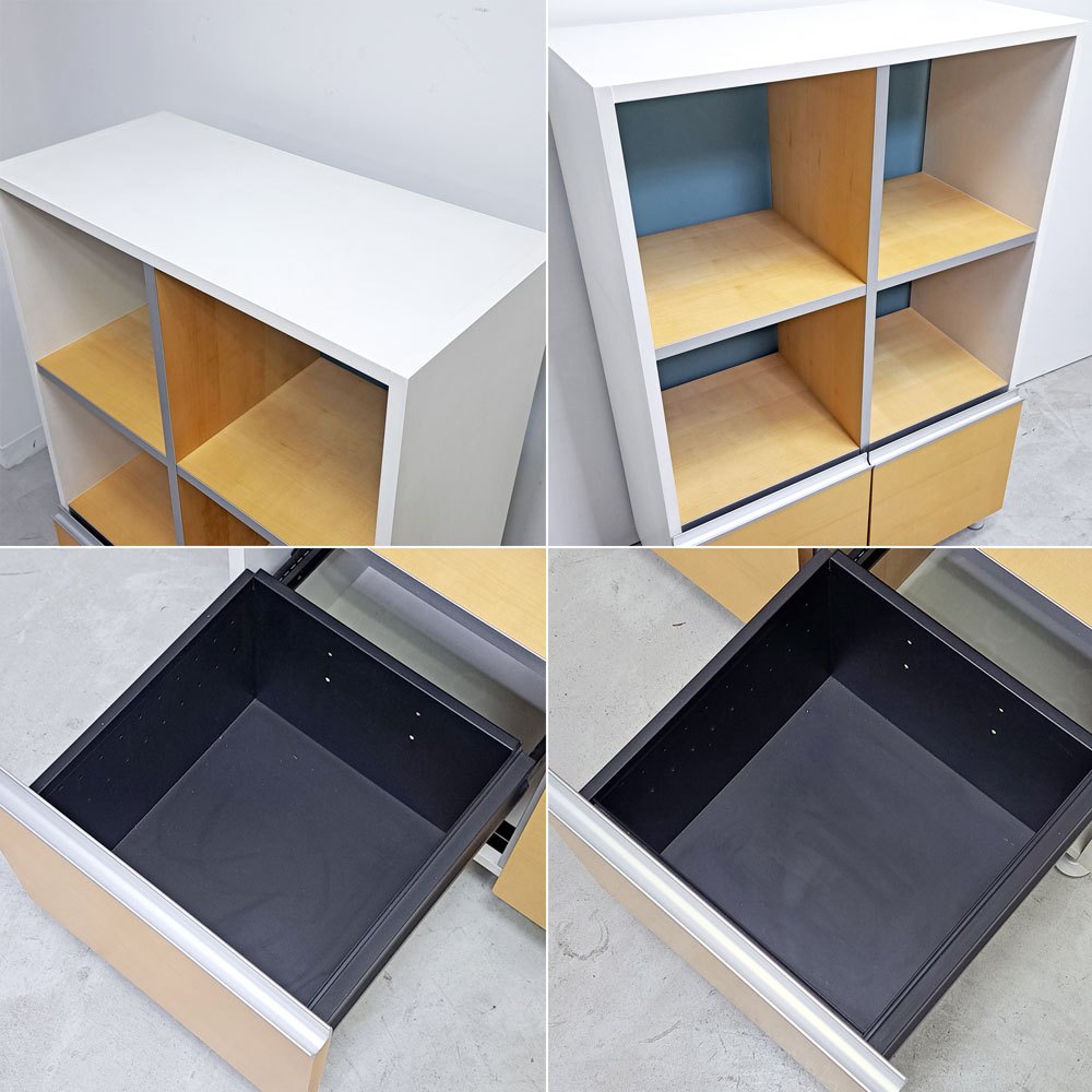 ウィルクハーン Wilkhahn ミナモ Minamo ファイリングシェルフ Filing Shelf オーク材 アルミフレーム アクリルパネル 2ドロワー 2列3段 コクヨ取扱い ●
