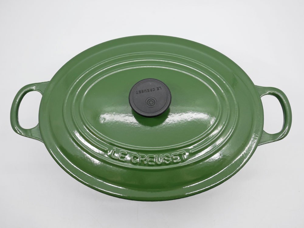 ルクルーゼ LE CREUSET ココットオーバル 両手鍋 モスグリーン 25cm 3.2リットル 廃番色 鋳物 フランス ●