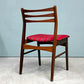 北欧ビンテージ Scandinabian Vintage チーク材 ダイニングチェア ラダーバック レッド系 ストライプ柄 北欧家具 ◎
