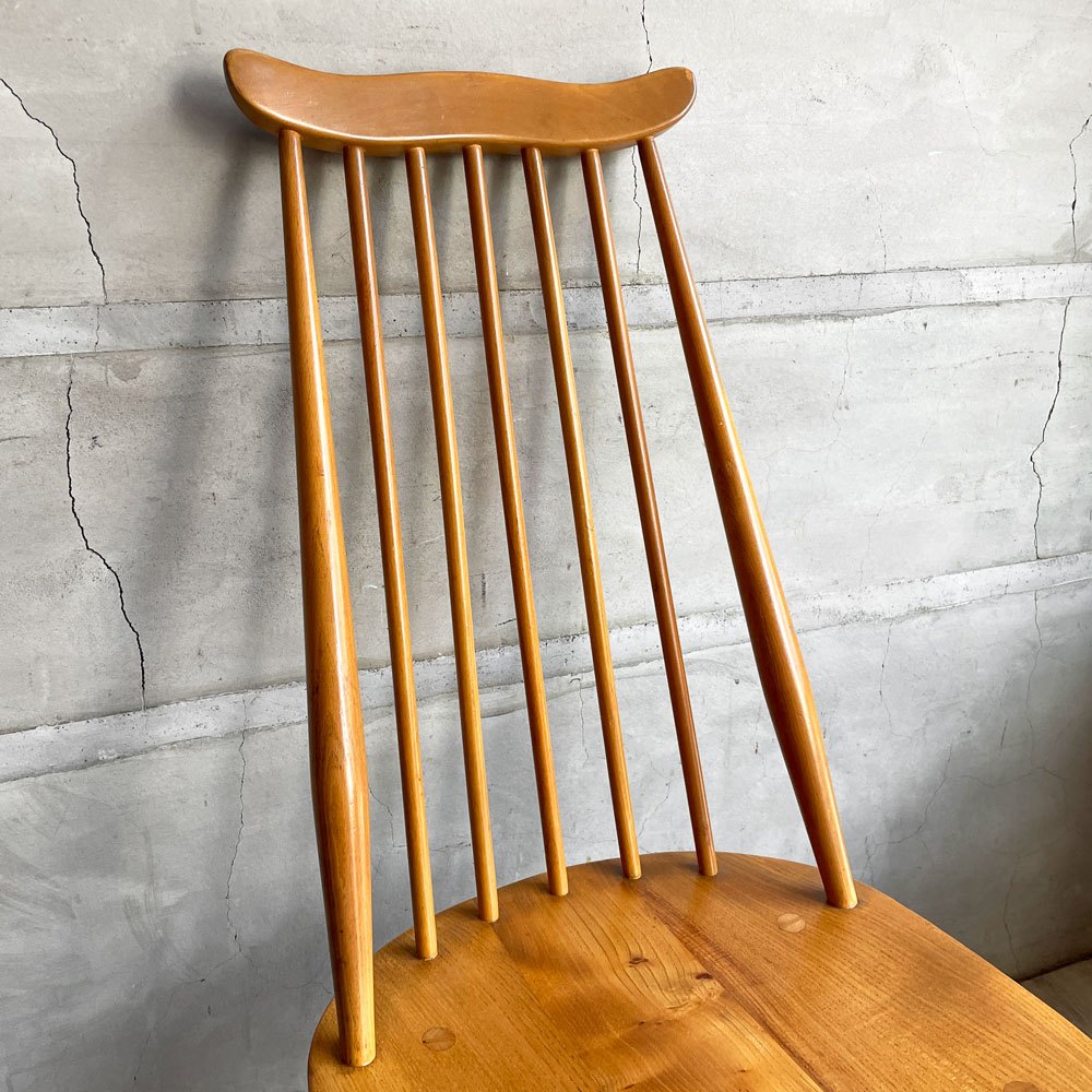 アーコール Ercol ゴールドスミス ダイニングチェア ハイバック スティックバック エルム材 ビーチ材 ナチュラルカラー UKビンテージ 英国家具 ♪