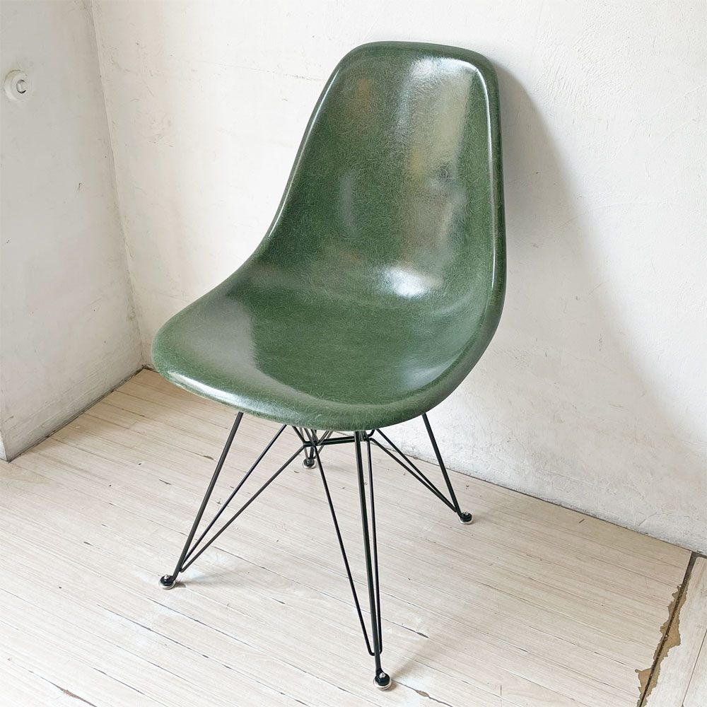 ハーマンミラー Herman Miller 2nd ビンテージ サイドシェルチェア FRP製 オリーブグリーン エッフェルベース C&R イームズ ミッドセンチュリー ★