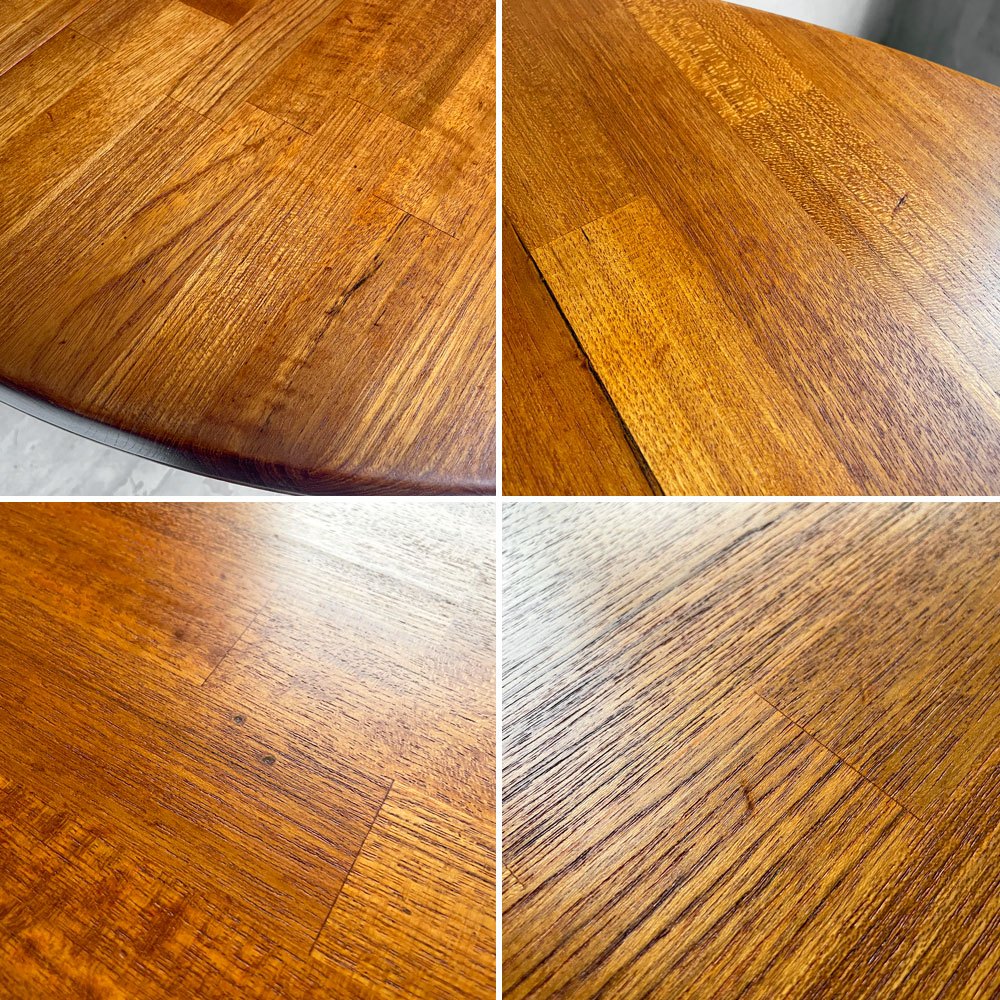 青林製作所 エクステンション ダイニングテーブル チーク無垢集成材 伸長式 ラウンド オーバル ジャパンビンテージ ♪