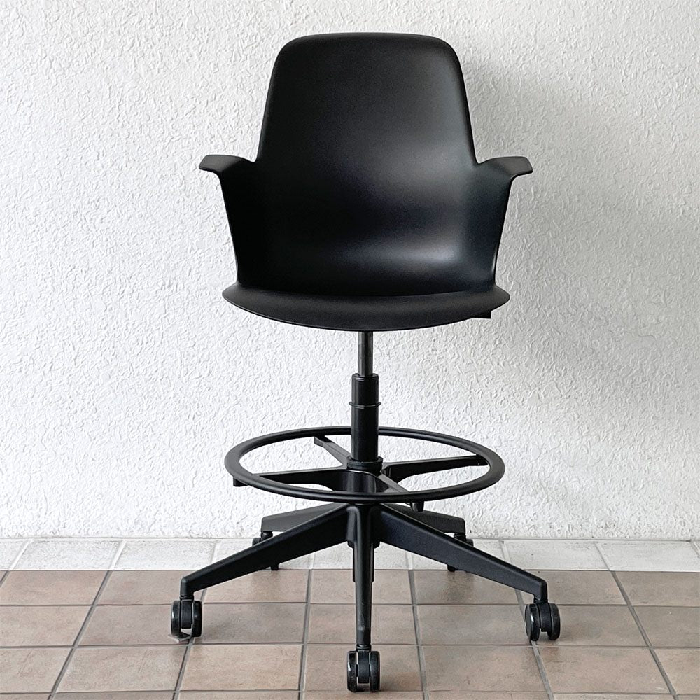 スチールケース Steelcase ノード Node ハイスツール 製図チェア キャスター ブラック ◇